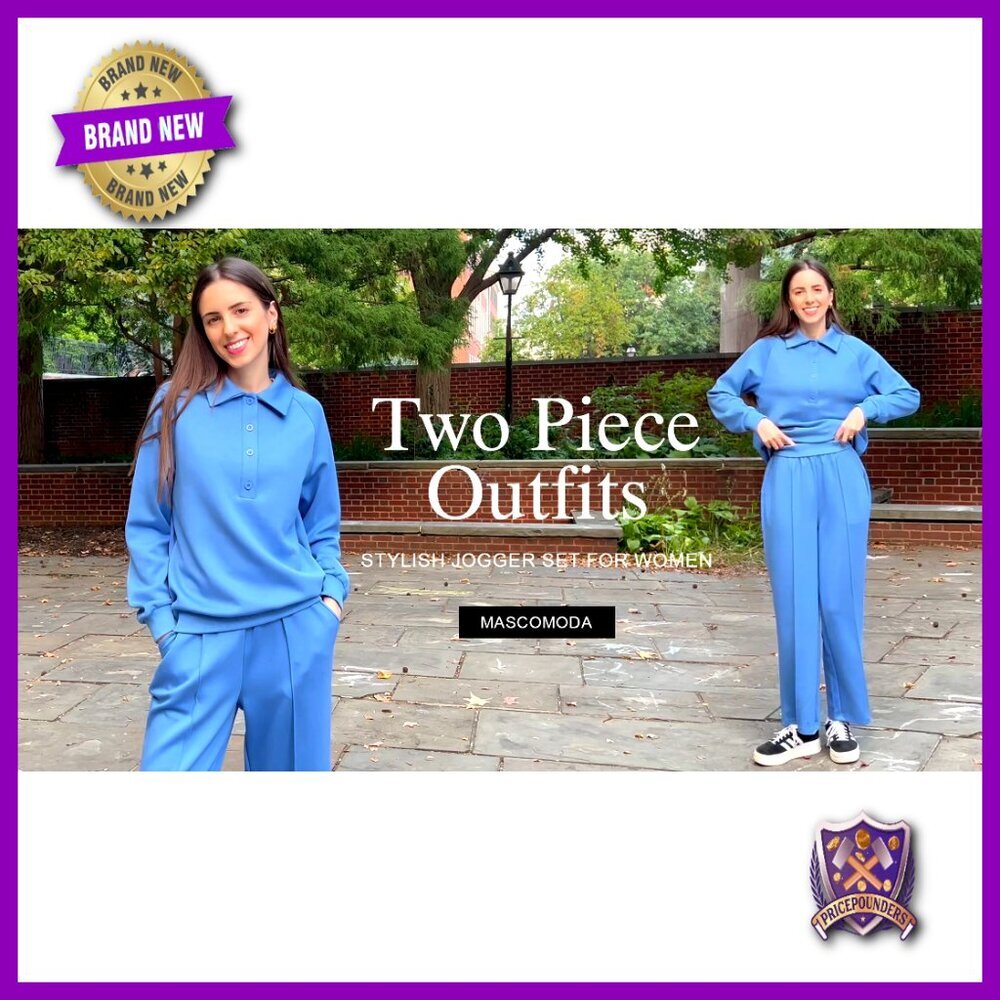 Quarter Button Sweatshirt Wide Leg Pants Lounge Set Tracksuit Cozy Chic - Picture 7 of 7